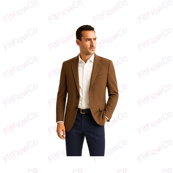 ✨Jos. A. Bank 100% Wool Tailored Fit Blazer 46L Traveler’s Collection Tan Jacket - Picture 1 of 7